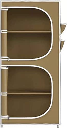Image of COROID Digital Printed Multipurpose 6 Shelve Wardrobe,Foldable,Collapsible Fabric Wardrobe Organizer for Clothes Drawers Portable Wardrobe Clothing Space Saving Wardrobe (4-Layer, Coffee)