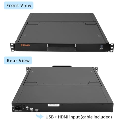 Image of Rack Mount KVM Console 17.3 inch Full HD 1080p, Single Port HDMI KVM with 17.3-Inch Rackmount Monitor and Keyboard Touchpad, 1U LCD Drawer 1920 x 1080 @60Hz Resolution, 50,000 MTBF, Cable Included
