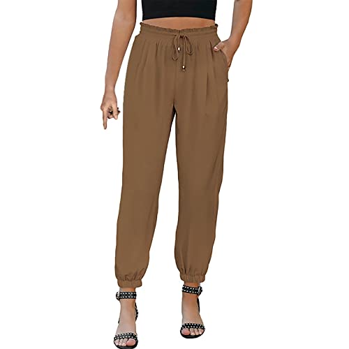 Generico Pantalones Palazzo para niña de 13 años, pantalones con cintura elástica para mujer, elegantes, pantalones de mujer Push Up Jeans con desgarros en la parte delantera, pantalones cómodos para