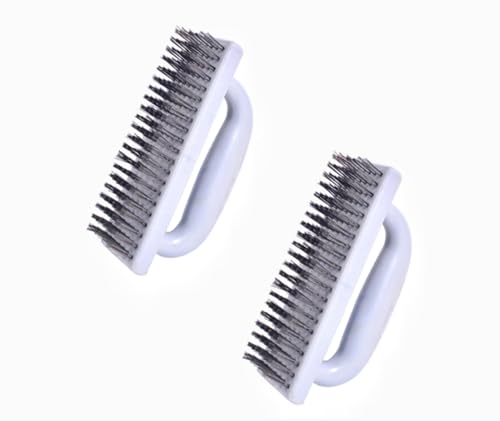 Image of Large Heavy Duty Rust Removal Brush Stainless Steel Wire Brush 2-piece Set, 6.9 inchX 2.5 inch Size, with Plastic Comfortable Grip, Used for Cleaning, Scraping slag, dust, Dirt and Paint scrubbing