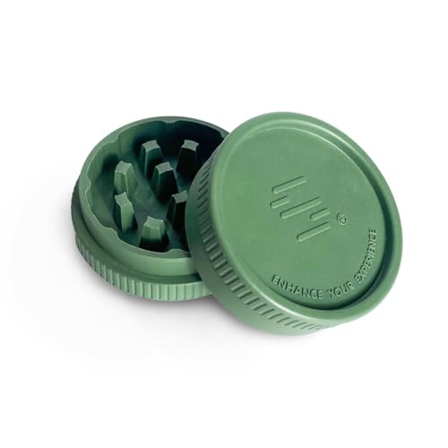 Staze Hemp Herb Grinder, 2 Piece - Lightweight | Durable & Eco Friendly Design with Triangular Teeth for Medium-to-Fine Grind | Perfect for Travel - (Forest Green)