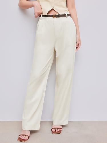 CIDER Solid Linen Blend Belted Wide Leg Pants4