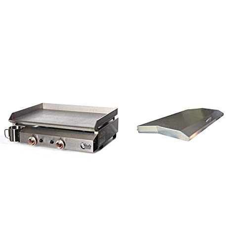 Plancha Tonio - Plancha Bento 6 à 12 personnes - Gaz butane propane - Plaque de cuisson inox - Caisson Inox - Système de sécurité thermocouple - Allumage piezzo mécanique & COUVERCLE, Inox Cover