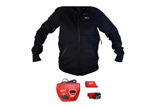 Milwaukee 336B-21M M12 Lithium-Ion Women's Black Heated Jacket Hoodie with Battery & Charger (Medium)