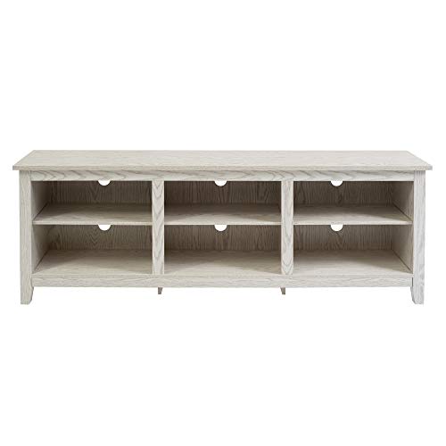 Walker Edison Wren Classic 6 Cubby Tv Stand For Tvs Up To 80 Inches, 70 Inch, White Wash #TOP7