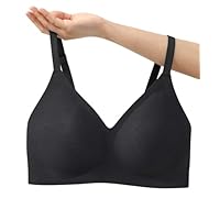 Jiuday BH ohne Bügel Push Up Damen BHS Große Brüste Starker Halt Spitze Bequemer Soft Nahtloser Anti Sag BH Gepolstert Seamless Bralette (Schwarz,XL)