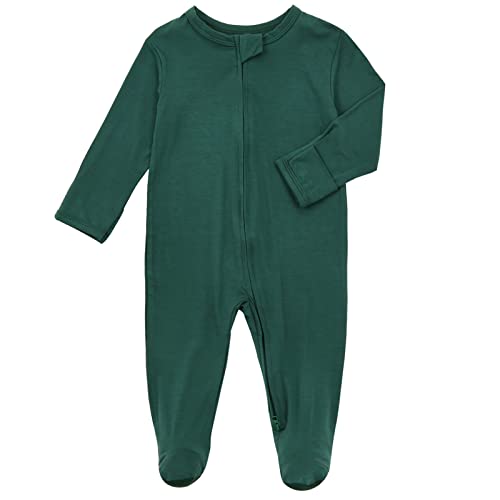 Image of Aablexema Baby Footie Pajamas Zipper - Rayon from Bamboo Infant Footed Pjs with Mittens Sleepwear Jammies