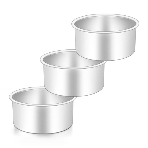 HaWare Mini Cake Tin Set of 3 4 inch Stainless Steel Round Baking Pan for Baking Roasting Serving Layer Cake Tin for Birthday Wedding Healthy & Non-Toxic Mirror Polished & Dishwasher Safe (10cm)