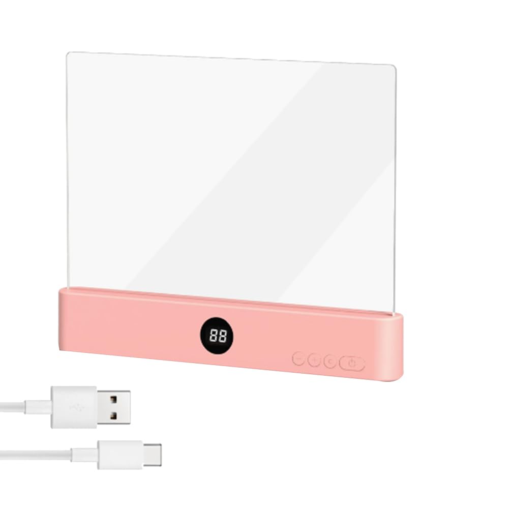 Tagtight Flat Book Light, Clear LED Reading Lights for Books in Bed with 3 Colors & Timer, Plate Lamp Book Full Page Night Light, Student Reading Lamp Book Light Gifts, Pink