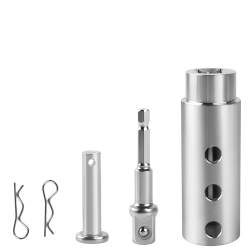 Shrandi Trailer Jack Drill Adapter 1 Inch Drive Shaft Compatible Turbo ez Crank Jack Adapter Tool & 1/2 Inch Socket Bit Heavy Duty for RV Construction Dump Trailers (DIY Campers)