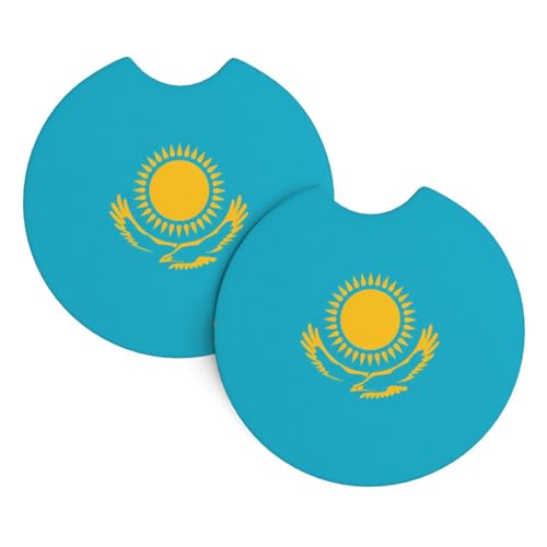 Dessous de verre drapeau du Kazakhstan pour voiture, antidérapant, décoration intérieure, inodore, portable et créatif