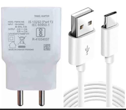 Image of Original Charger 18W Compatible with Vivo V19,Vivo Y35 5G, Vivo Y75 4G with 1 Meter USB Type C Cable -White *