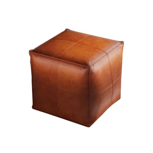 HGTRH Puf Banco con Almacenamiento, Taburete Bajo de Piel Sintética y Base de Madera para Salón como Reposapiés y Asiento Extra Coffee 45 * 45 * 15cm