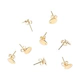 LiQunSweet 50 Pairs 304 Stainless Steel Stud Earring Findings Kits with Ear Nuts Earring Backs Flat Round Golden Findings for Jewelry Earing Making DIY Craft Material - 8x0.8mm