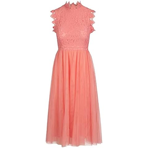 ApartFashion Vestido de Cóctel de Encaje y Tul, Coral Cover