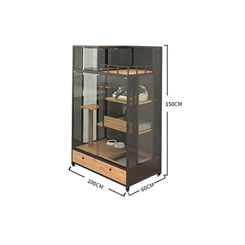 SISWIM Cat House Cat villa with toilet oversized free space home cat house pet house with double drawers Cat Villa