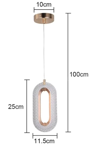 Image of Groeien Pack of 2 |12W | 3 Color Gold Finish Modern LED Crystal Oval Hanging Pendant Ceiling Lamp Fixture | Chandelier for Home, Indoor, Outdoor,Living Room, Bedroom(Oval-Crystal Ring, 2)