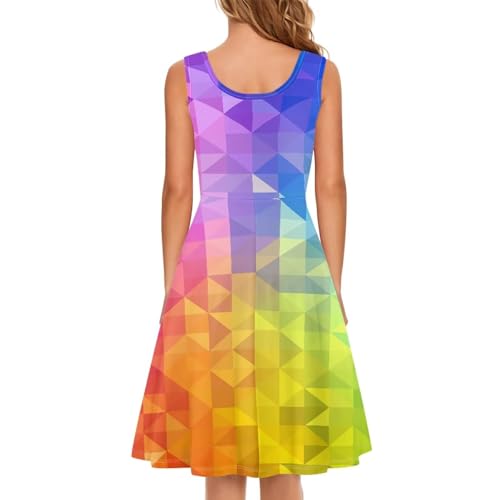 Image of TOADDITDO Women's Sleeveless O Neck Beach A-Line Party Coctail Tank Dresses Flared Sundress