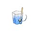 Dabeigouzbolb Glaser Glas Kaffeetasse, 14 Unzen Kreative sternförmige Kaffeetasse mit Löffel, tägliche Verwendung Trinkbecher für Home Küchenbüro (Color : Blue)