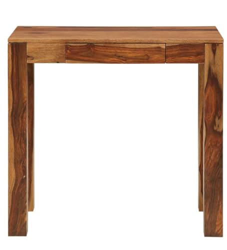 Image of Solid Wood Folding Study Table Laptop Computer Pc Writing Foldable Desk for Home & Office Space Saving Sleek Design (Honey Finish, Standard)