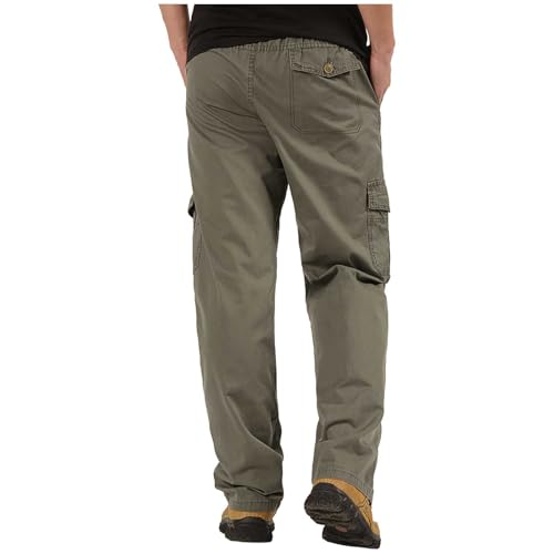 Cargo Pants for Men Drawstring Elastic Waist Straight Leg Pant Loose Comfy Casual Work Trouser with Multi Pockets4