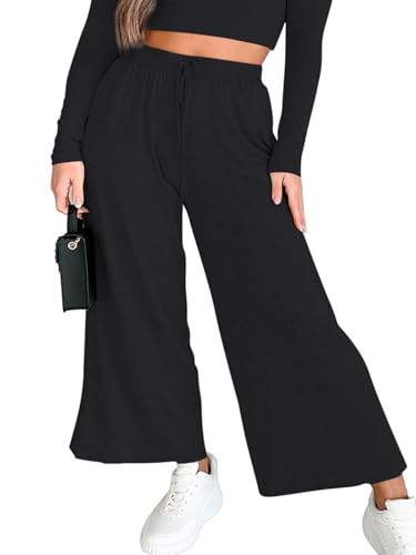 Capri Cropped Wide Leg Pants Women Palazzo Flowy Summer Ankle Lightweight Pant Lounge Casual Loose Beach Clothes 2025