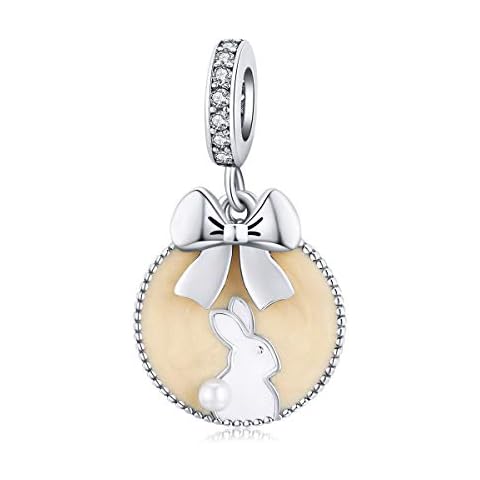 Easter Bunny Charms Sterling Silver Rabbit Charms fit Pandora Charms Bracelet Necklaces Jewelry Holiday Gifts for Women Cover