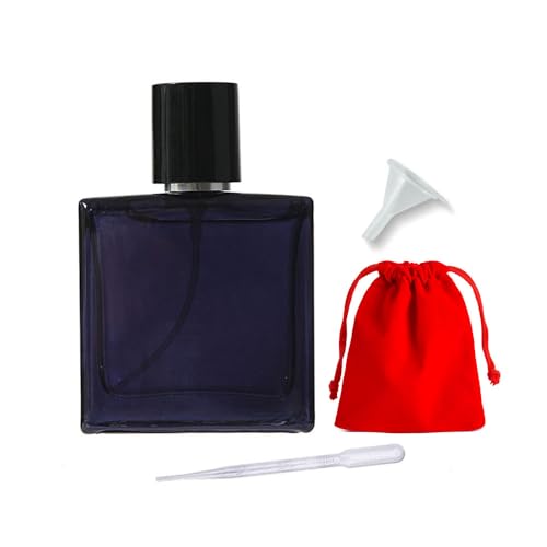 Jinxihuachen 100ml Dark Blue Glass Perfume Atomizer - Leak-Proof Travel Spray Bottle, Refillable Fine Mist Sprayer for Fragrance & Essential Oil, Portable Perfume Dispenser for Men/Women (3.4 oz)