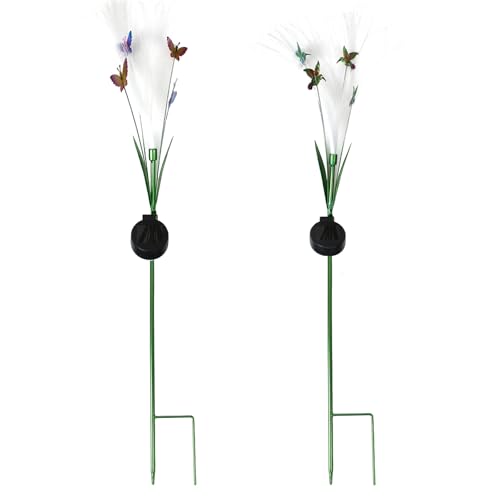 Image of Elegant and Luminous Fiber Optic Lights-Solar Garden Lights for Stunning Garden Decor, Featuring Bright LED Colors and Graceful Butterfly Details