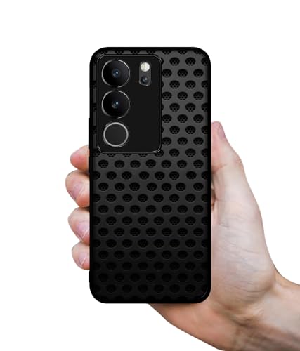Image of Black Circle Design Premium 2D Printed Metal Back Case Cover for Vivo V29 5G / V29 Pro 5G