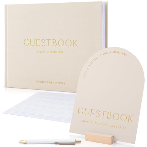 Beautiful Wedding Guest Book Set With Personalized 2025 Year for