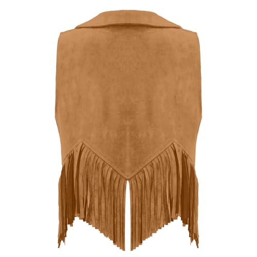 wodceeke Cropped Fringe Vest for Boys Girls Kids Western Cowgirl Suede Tassels Vest 70s Hippie Sleeveless Cardigan Waistcoat4