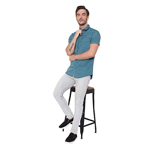 Image of LATEST CHIKAN Men's Cotton Blend Textured Half Sleeves Shirt
