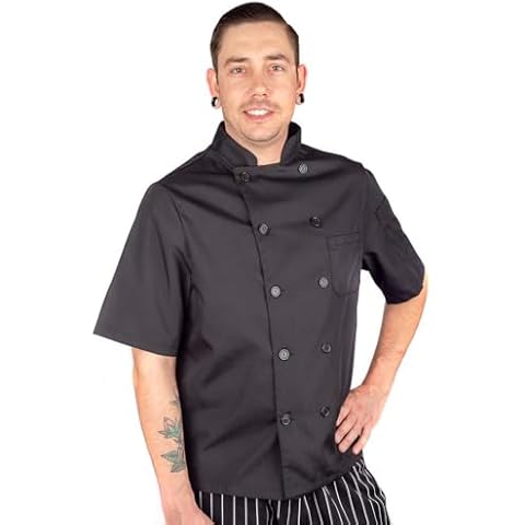 KNG - 3905BLK3XL - 3XL Black Mesh Short Sleeve Mens Chef Coat Cover