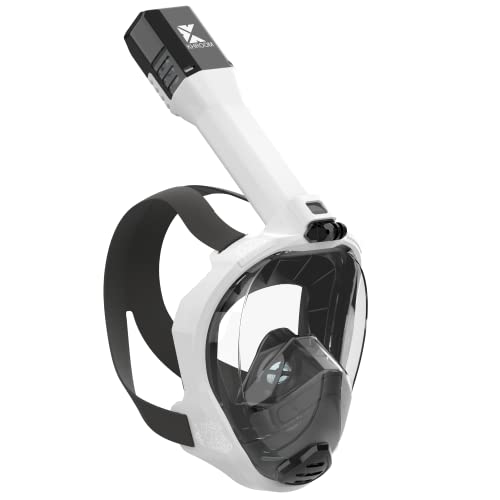 Khroom Schnorchelmaske Erwachsene Seaview Pro | Unsere Beste Tauchermaske | CO2 sichere Vollmaske zum Schnorcheln | Bekannt aus YouTube | Vollgesichtsmaske auch für Kinder (L/XL, Weiß)