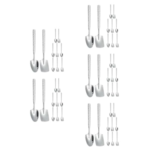PRETYZOOM 50 Piezas Cucharas de Acero Inoxidable con Diseño Martillado Cucharas Tipo Pala para Postres Helado Café Yogur y Frutas Utensilios de Cocina Versátiles para Servir y
