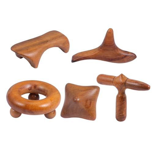 WRITWAA 5 Piezas juego de tablas de raspado masajeador herramientas de masaje punto shiatsu desguace tablero de raspado de salud tablero de guasha de madera tabla de raspar guasha Sándalo