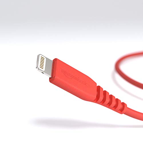 Image of Amazon Basics MFi-Certified USB-A to Lightning Cable for Apple iPhone and iPad - 3 Feet (0.9 Meters), Red