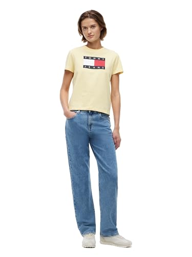 Image of Tommy Jeans Women's Graphic Tee with Printed Flag Logo Detail