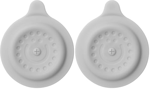 Image of Ubbi Bathtub Drain Cover, Silicone Drain Stopper with Suction, Baby Bath Time Accessory, Gray (Pack of 2)