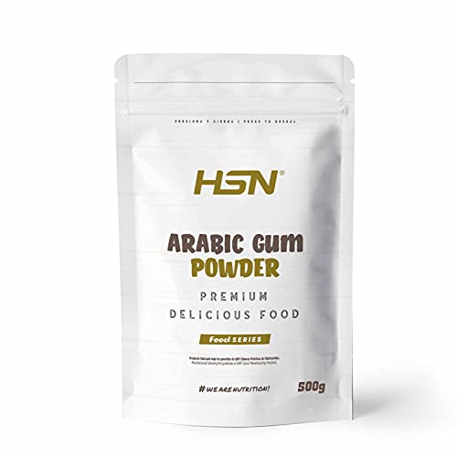Goma Arábiga de HSN | Espesante y Emulgente Alimenticio | Ideal para Recetas: Smoothies, Cremas, Salsas, Postres... | No-GMO, Vegano, Sin Gluten, Sin Lactosa, En Polvo | 500 gr
