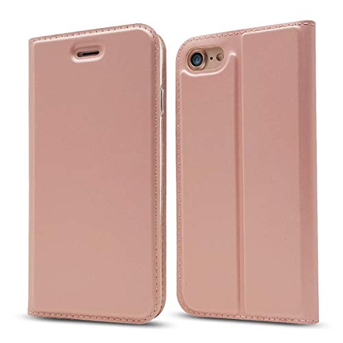iPhone 7 iPhone 8 ケース Cavor クラシックPUレザーケーススリムフォリオブックカバー クレジットカードスロット付き ノートブック型スタンドホルダー マグネット閉鎖 iPhone 7 iPhone 8 カバー 機能 軽量 超薄型 耐摩擦 - ピンク