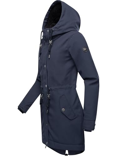 Ragwear Damen wasserdichter Mantel Lange warme Winterjacke mit Teddyfleece Kapuze Canny Canvas YOUMODO Navy Gr. S