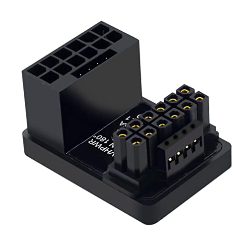 AIDIRui Tarjeta gráfica PCIE5.0 ATX3.0 Fuente de alimentación 12VHPWR 16 a 16P 600 W macho a hembra 180 grados adaptador macho negro