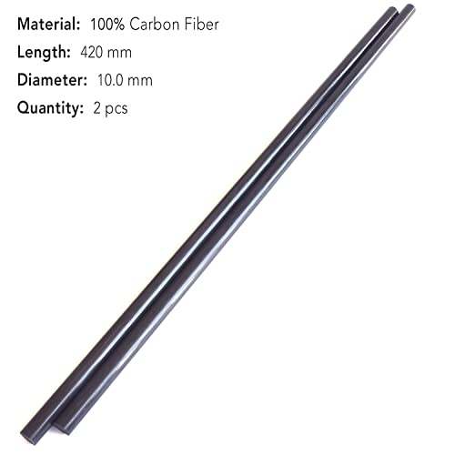 2pcs 10mm Carbon Fiber Rods 10x420mm,10mm Solid Carbon Fiber Tube(pultrusion) Length 420mm