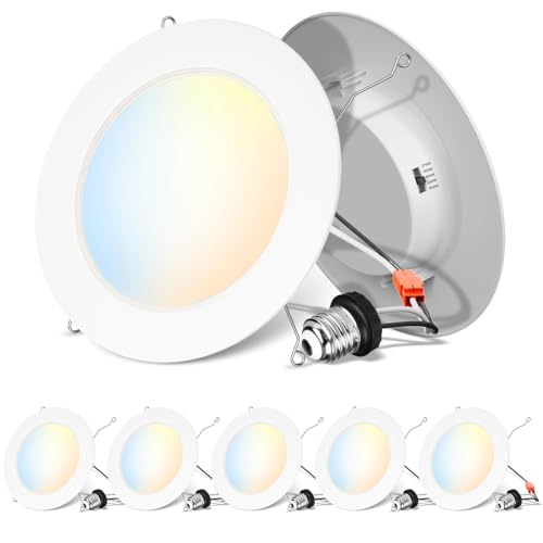 anwio recessed lighting 6 inch 5cct 1000lm high brightness flat retrofit led recessed lights can needs 27003000400050006000k selectable can lights 10w cri 80 dimmable e26 ic rated amp etl 5 pack