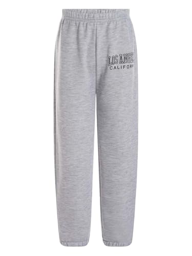 Unisex Kids Fleece Sweatpants Elastic Waistband Letters Printed Pants Jogger Trousers with Pockets