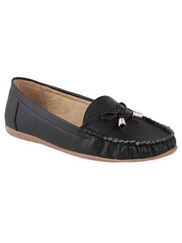 Image of Shoetopia Women's Stylish Casual Loafers | Comfortable Slip-On Flat Shoes with Bow Design & Soft Sole for Daily Footwear