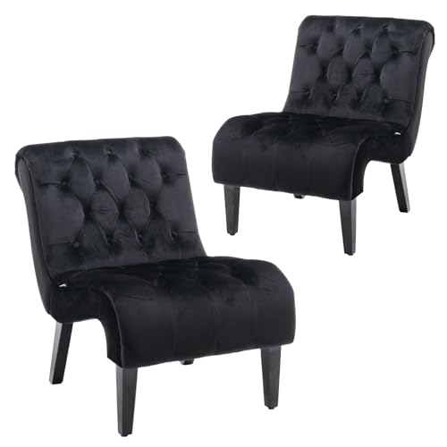 Sillón lounge terciopelo negro clásico