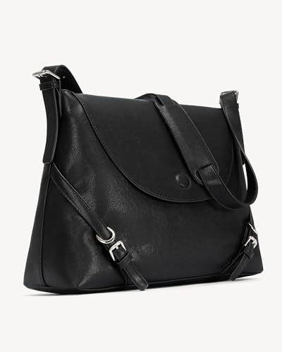 Image of NEWBELLA Tote Bag for Women, Vegan Leather Crossbody Shoulder Bag, Top Handle Satchel Purse for Work, Travel, Daily Use (Black Envelope)